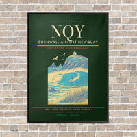 Thumbnail for Cornwall Airport Newquay NQY vertical canvas print - framed - dark green background