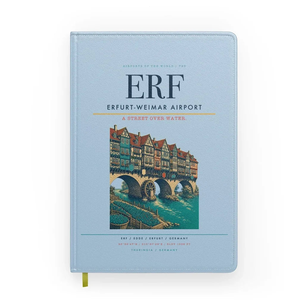Erfurt-Weimar Airport (ERF) design on light blue notebook