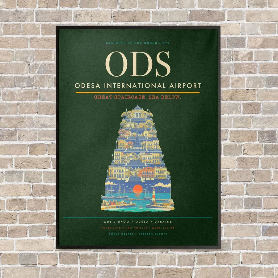 Odesa International Airport ODS - Canvas Framed - Dark Green