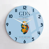 Thumbnail for Gdańsk Lech Wałęsa Airport (GDN) design on light blue no frame wall clock