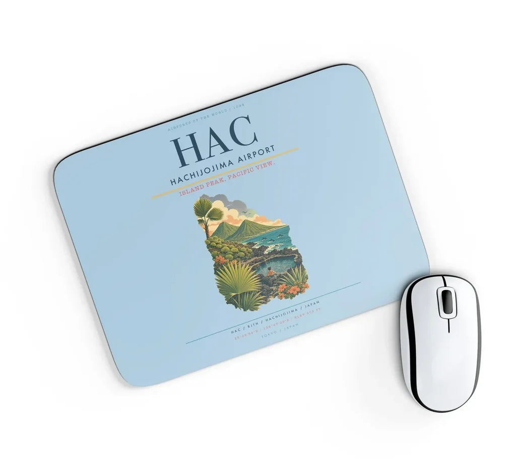 Hachijojima Airport (HAC) design on light blue rectangle mouse pad