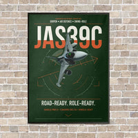 Thumbnail for Saab JAS 39C Gripen vertical canvas print - framed - dark green background