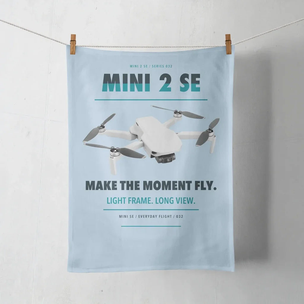 DJI Mini 2 SE design on light blue towel