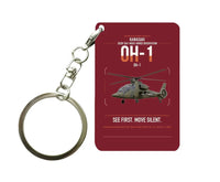 Thumbnail for Kawasaki OH-1 design on dark red designed key chain, double-side print