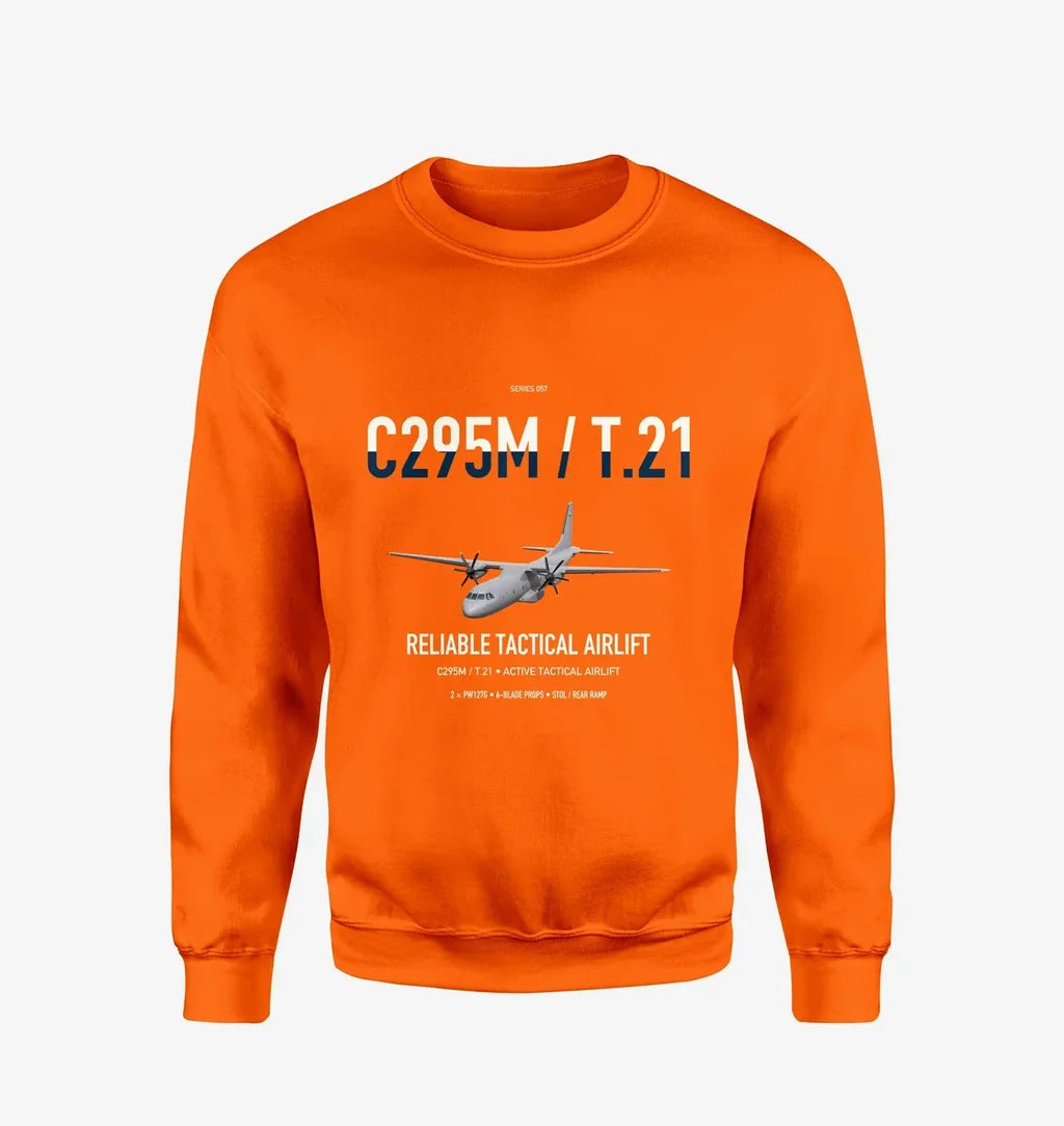 Airbus C295M T.21 design on orange sweatshirt
