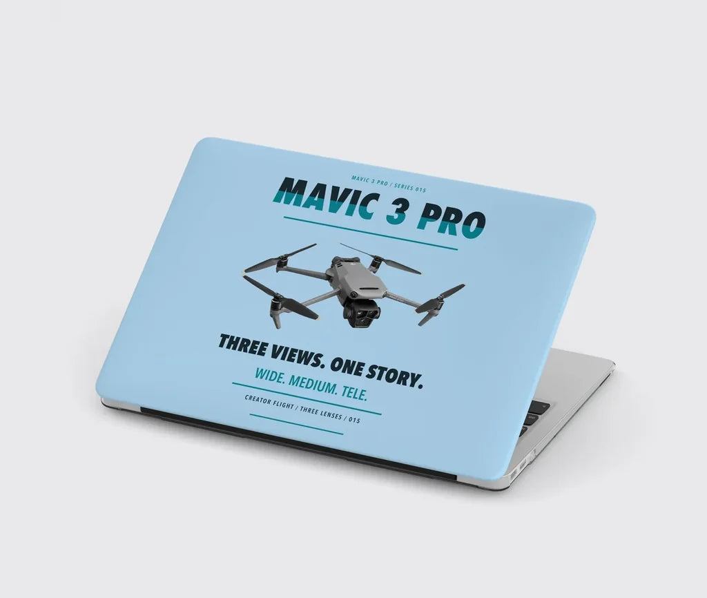 DJI Mavic 3 Pro design on light blue MacBook case