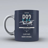 Thumbnail for Tecnam P92 Echo MkII design on dark blue ceramic mug, double-side print