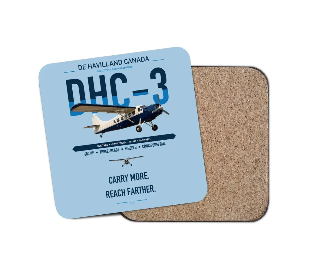 DHC-3 Otter design on light blue 1 piece coaster