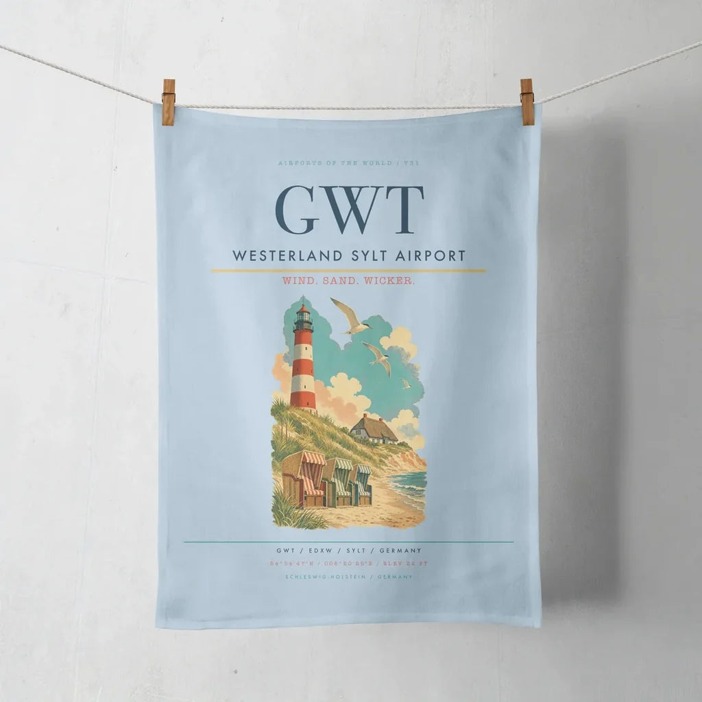 Westerland Sylt Airport (GWT) design on light blue towel