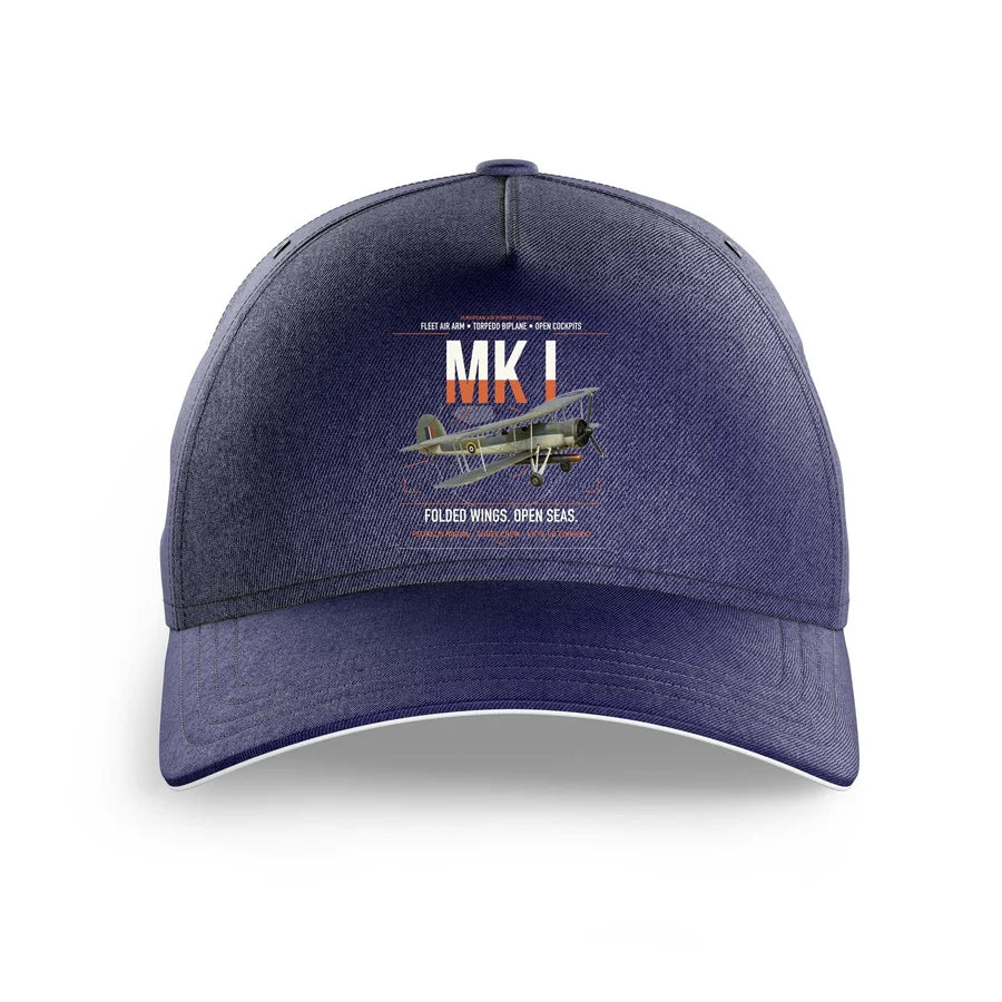 Fairey Swordfish Mk I design on dark blue printed hat