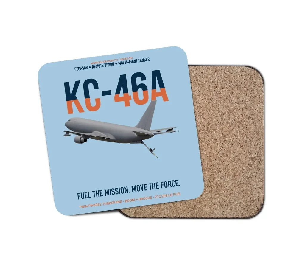 KC-46A PEGASUS design on light blue 1 piece coaster