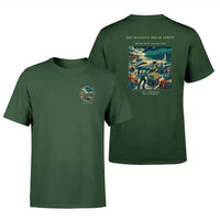 Thumbnail for VINTAGE G4495 - The Monsoon Break Sprint - Double-Side T-Shirt design on darkgreen double side t shirt