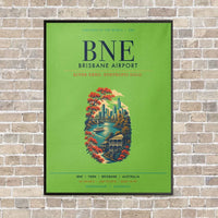 Thumbnail for Brisbane Airport BNE vertical canvas print - framed - light green background
