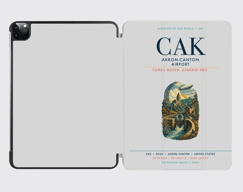 Akron-Canton Airport (CAK) design on light gray ipad tablet case