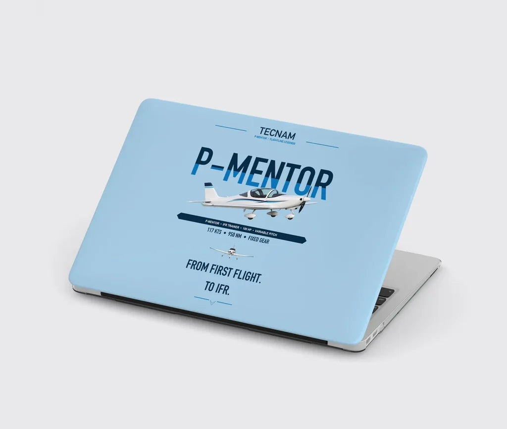 Tecnam P-Mentor design on light blue MacBook case