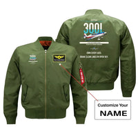 Thumbnail for Extra 300L design on green+name bomber jacket, double-side print