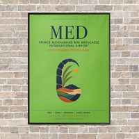 Thumbnail for Prince Mohammad Bin Abdulaziz International Airport MED vertical canvas print - framed - light green background