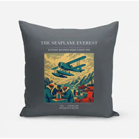 Thumbnail for VINTAGE G4296 - The Seaplane Everest - Designed Pillows design on gray