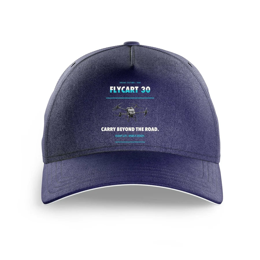 DJI FlyCart 30 design on dark blue printed hat