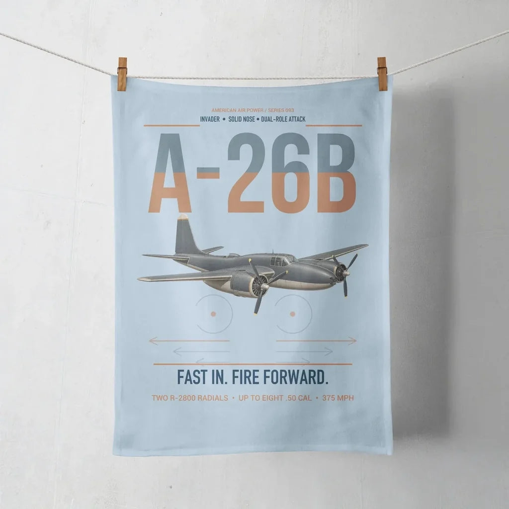 A-26B Invader design on light blue towel