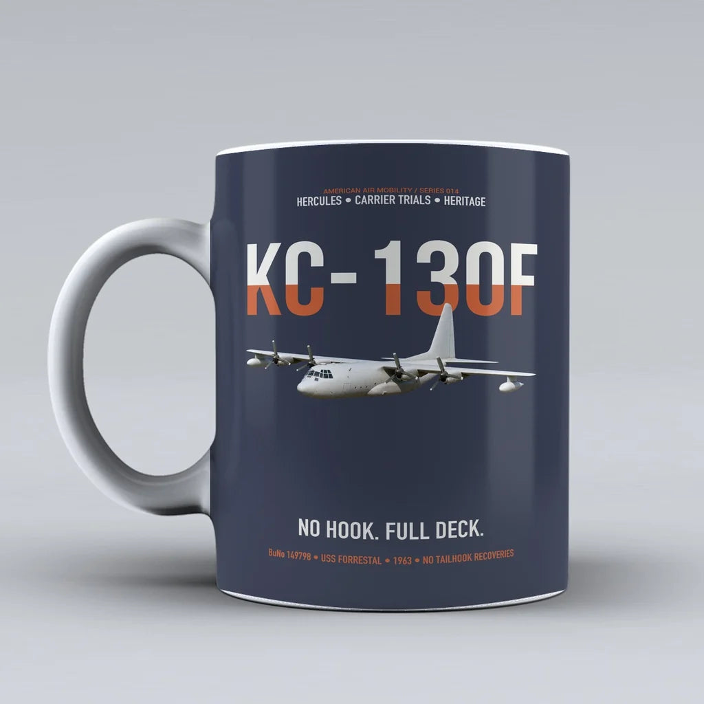 KC-130F BuNo 149798 design on dark blue ceramic mug, double-side print