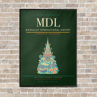 Thumbnail for Mandalay International Airport MDL vertical canvas print - framed - dark green background
