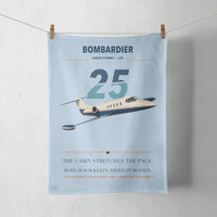 Thumbnail for Bombardier Learjet 25 design on light blue towel