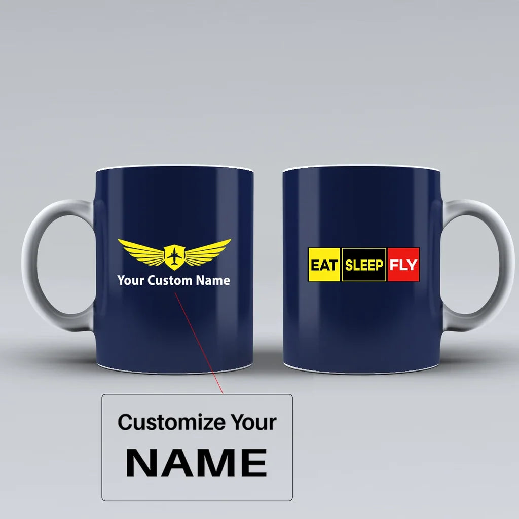 Customisable Eat Sleep Fly Mug - view 5