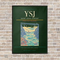 Thumbnail for Saint John Airport YSJ vertical canvas print - framed - dark green background