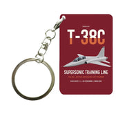 Thumbnail for T-38C Talon design on dark red designed key chain, double-side print