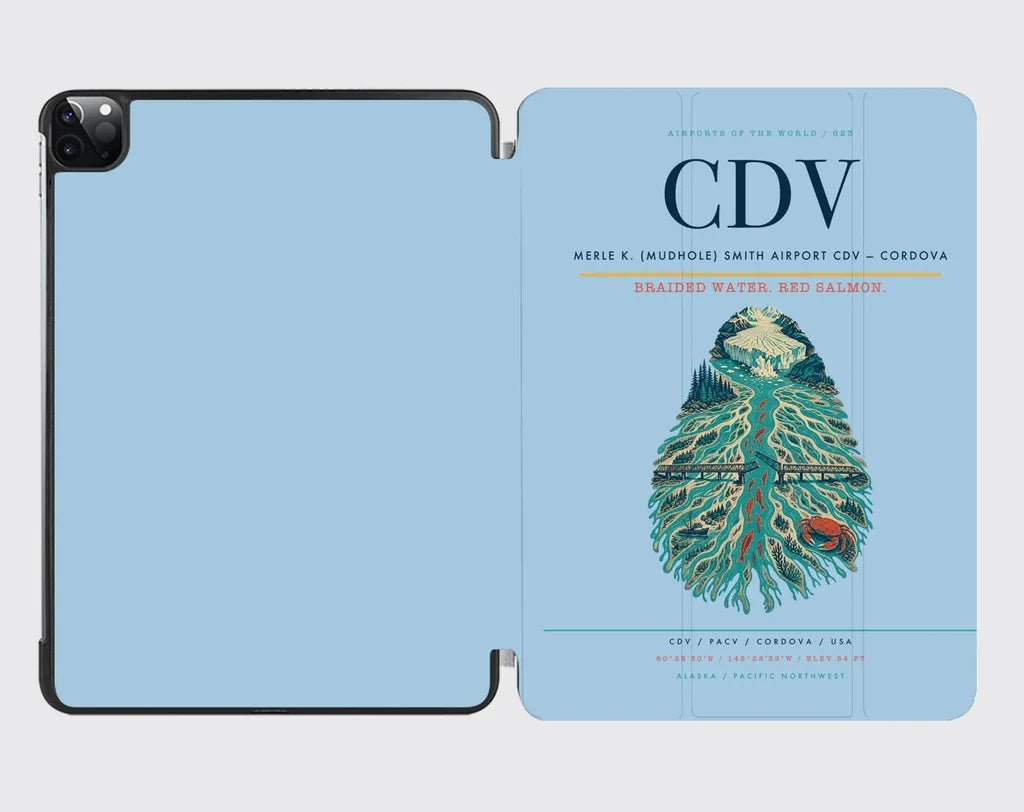 Merle K. (Mudhole) Smith Airport (CDV) design on light blue ipad tablet case
