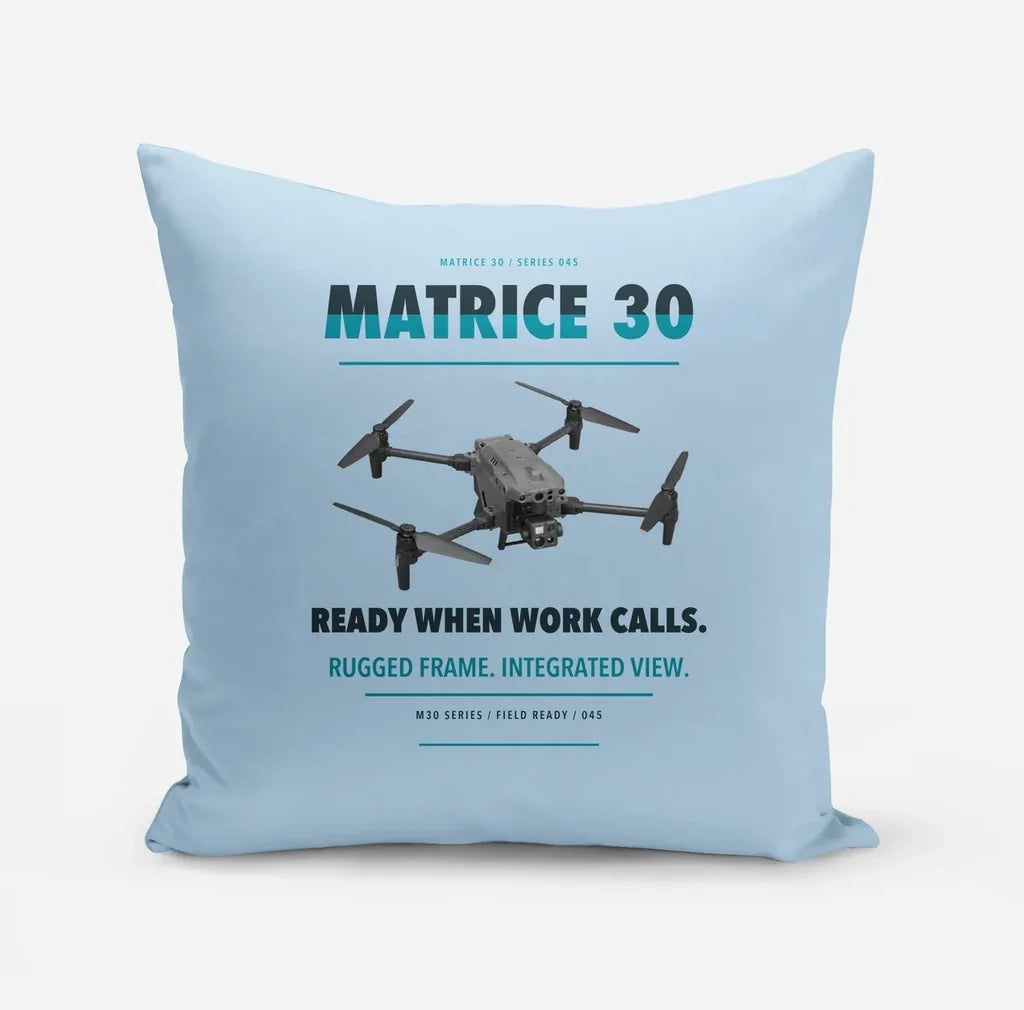 DJI Matrice 30 design on light blue pillow