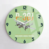 Thumbnail for P-38J Lightning design on light green no frame wall clock