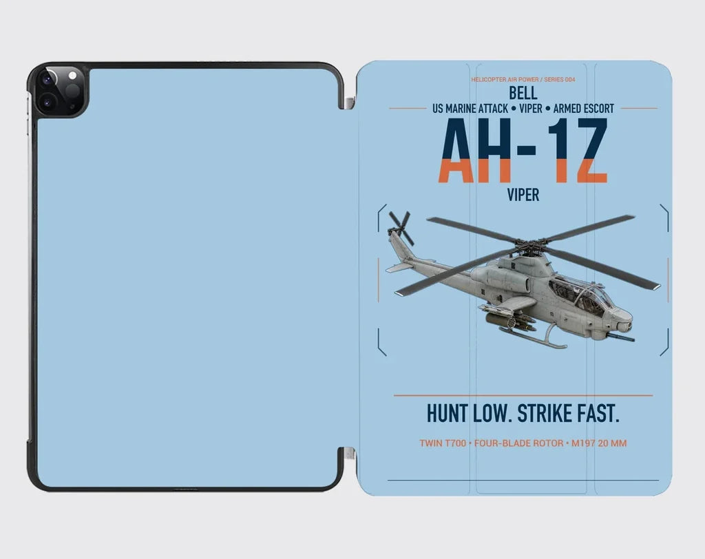 Bell AH-1Z Viper design on light blue ipad tablet case
