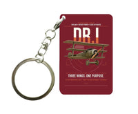Thumbnail for Fokker Dr.I design on dark red designed key chain, double-side print