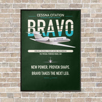 Thumbnail for Cessna Citation Bravo vertical canvas print - framed - dark green background