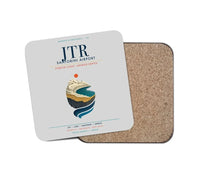 Thumbnail for Santorini Airport (JTR) design on light gray 1 piece coaster