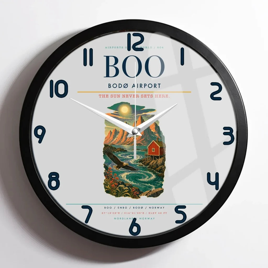 Bod Airport BOO Wall-Clock Framed - Light Gray