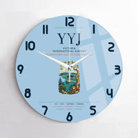 Thumbnail for Victoria International Airport (YYJ) design on light blue no frame wall clock
