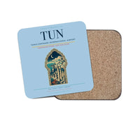Thumbnail for Tunis-Carthage International Airport (TUN) design on light blue 1 piece coaster
