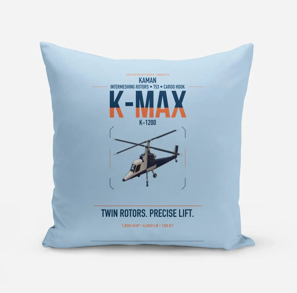 Kaman K-1200 K-MAX design on light blue pillow