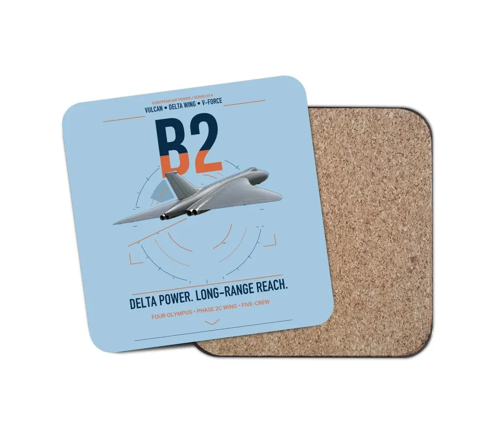 Avro Vulcan B2 design on light blue 1 piece coaster