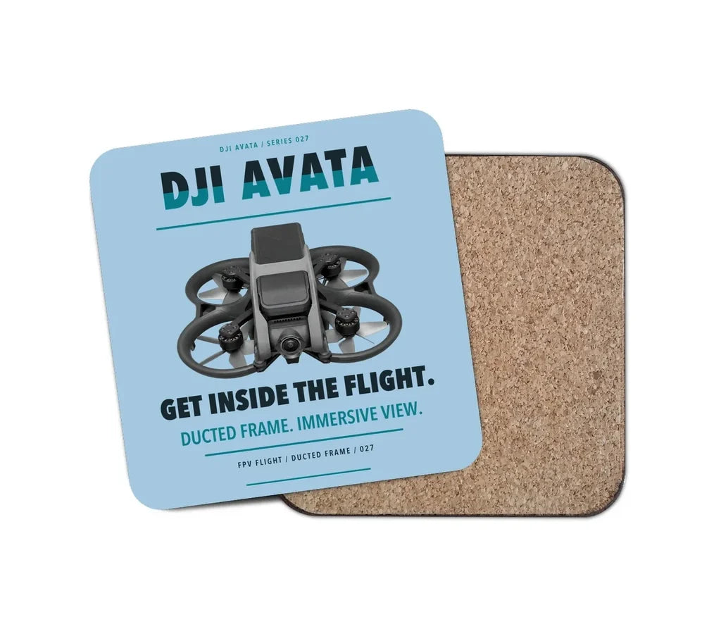 DJI Avata design on light blue 1 piece coaster