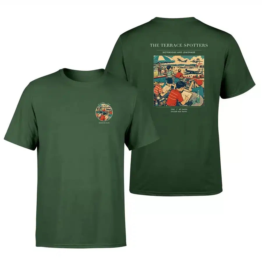 VINTAGE G4114 - The Terrace Spotters - Double-Side T-Shirt design on darkgreen double side t shirt