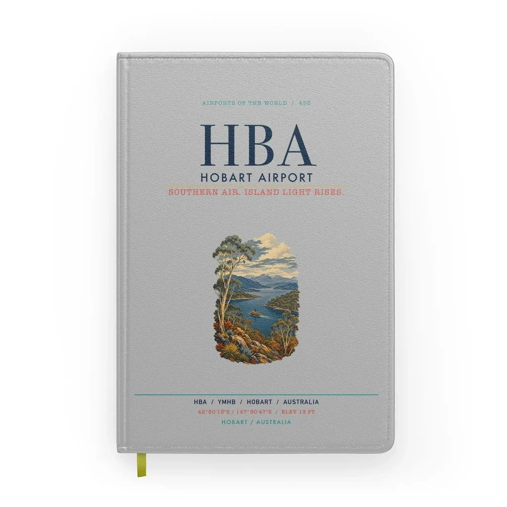Hobart Airport (HBA) design on light gray notebook
