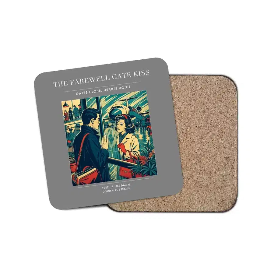 The Farewell Gate Kiss - Designed Coasters design on gray 1-piece