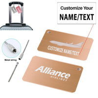 Thumbnail for Alliance Airlines Aluminum Airplane Luggage tag, Gold + NAME