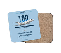 Thumbnail for Fokker 100 design on light blue 1 piece coaster