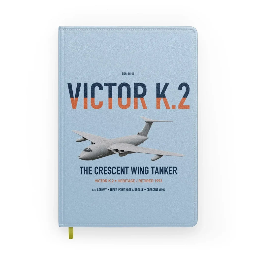 Handley Page Victor K.2 design on light blue notebook