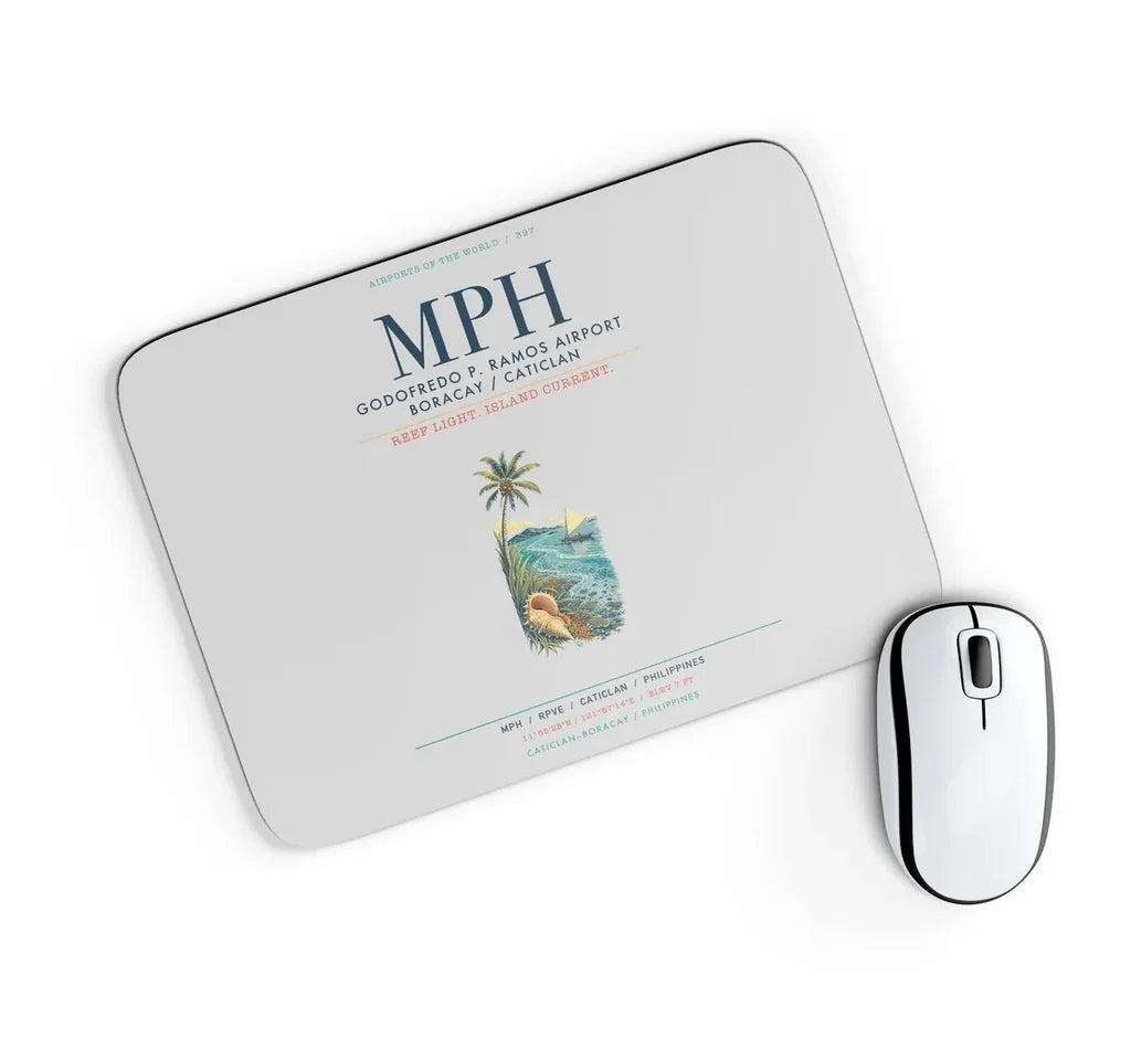 Godofredo P. Ramos Airport Boracay Caticlan (MPH) design on light gray rectangle mouse pad